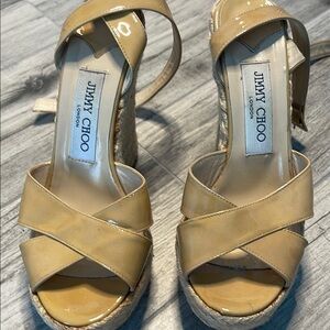 Jimmy Choo Tan Heels with Crisscross Straps